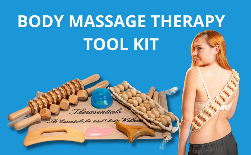 Therasentials 8-Piece Wood Therapy & Lymphatic Drainage Kit