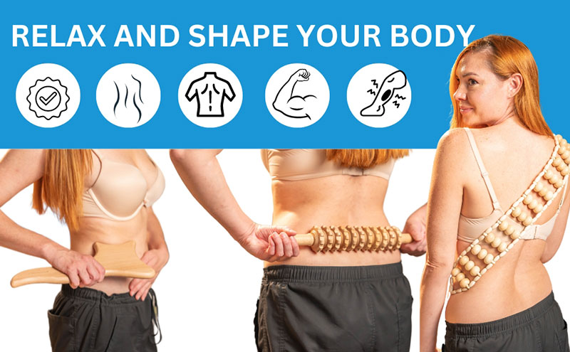 Therasentials 8-Piece Wood Therapy & Lymphatic Drainage Kit