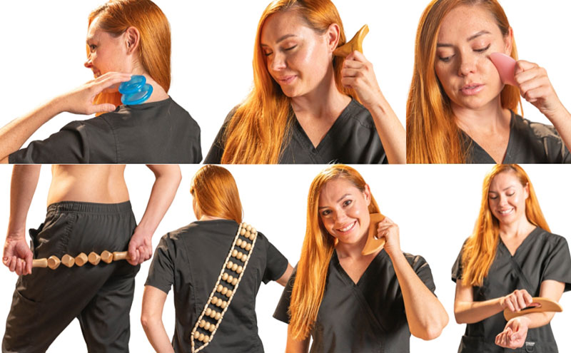 Therasentials 8-Piece Wood Therapy & Lymphatic Drainage Kit